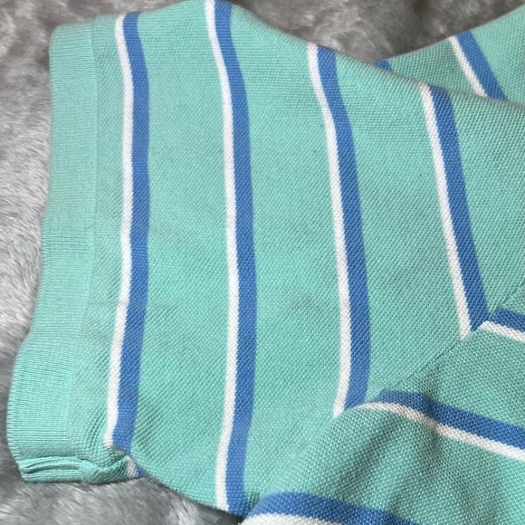 Polo Ralph Lauren Mens Size XL Polo Shirt Mint Blue Striped Pique Preppy Golf - Picture 13 of 14
